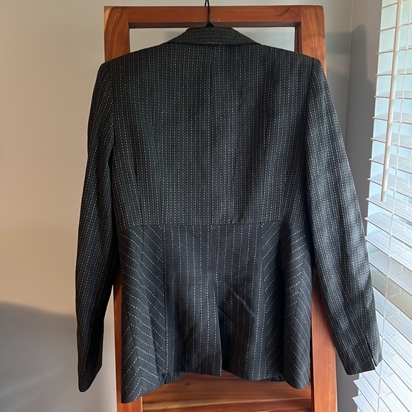 Nanette Lepore Gray Pin Stripe Single Button Blazer Jacket  10 - Picture 8 of 12